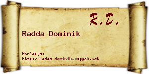 Radda Dominik névjegykártya